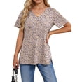 thumbnail image 2 of Fantaslook V Neck T Shirts for Women Floral Summer Tops Short Sleeve Shirts Casual Tunic Tops, 2 of 8