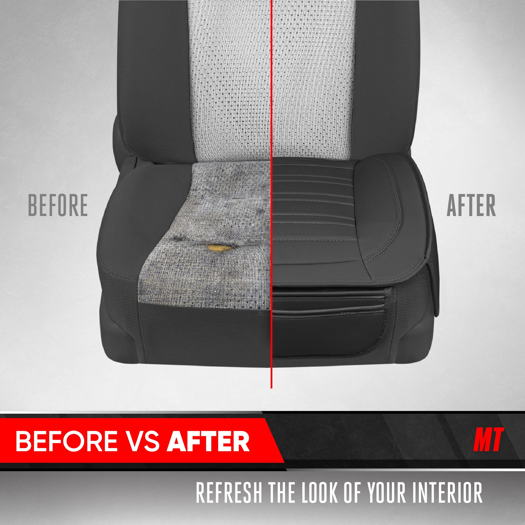 Motor Trend Faux Leather Front Seat Cover for Cars - Set of 2 Black Front Car Seat Covers for SUV & Truck with Storage Pockets - Automotive Car Seats Cover Protector - For Bottom Cushion Coverage Onl