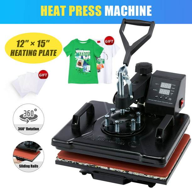 træt klud violet Professional 12x15 Inch T Shirt Heat Press Machine for Shirts Mouse Pads &  More - Walmart.com