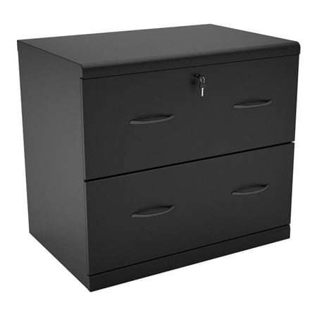 2 drawer lateral wood lockable filing cabinet, black - walmart