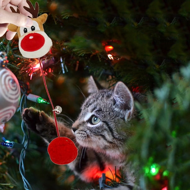 Pet Fur Ball Bell Doll Teasing Toys con Catnip Christmas Cat Peluches (Elk)