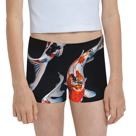 Pofeuu Tricolor Koi Fish Trio Print Soft Cotton Girls Boyshort panties Toddler Underwear-X-Large