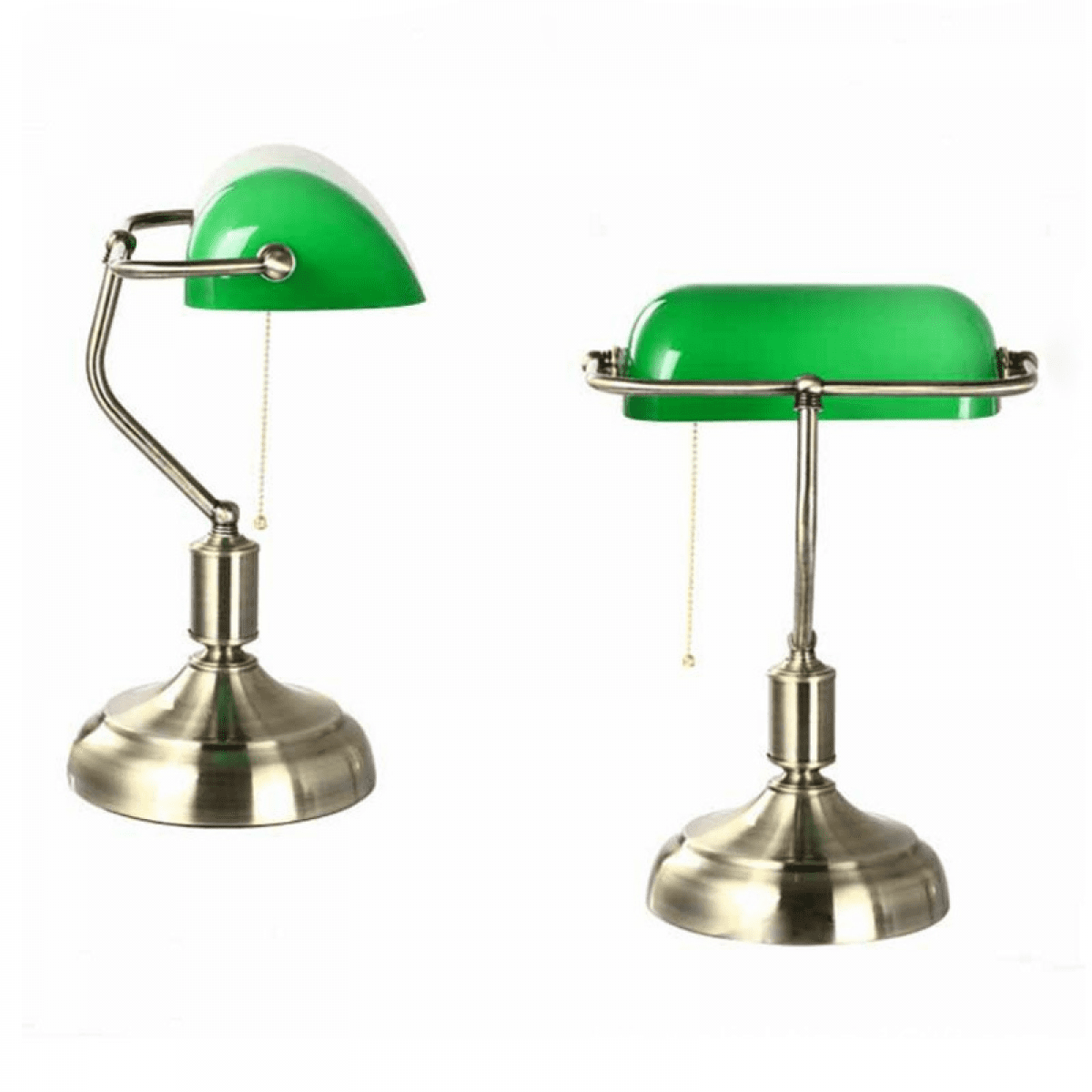 TIMPCV Touch Control Green Glass Desk Lamp with Brass Base, 3 Way