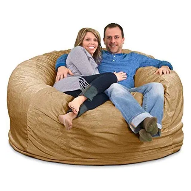 Ultimate Sack 6000 6-Foot Bean Bag Chair Oversized Foam Lounger, Camel Suede Cover