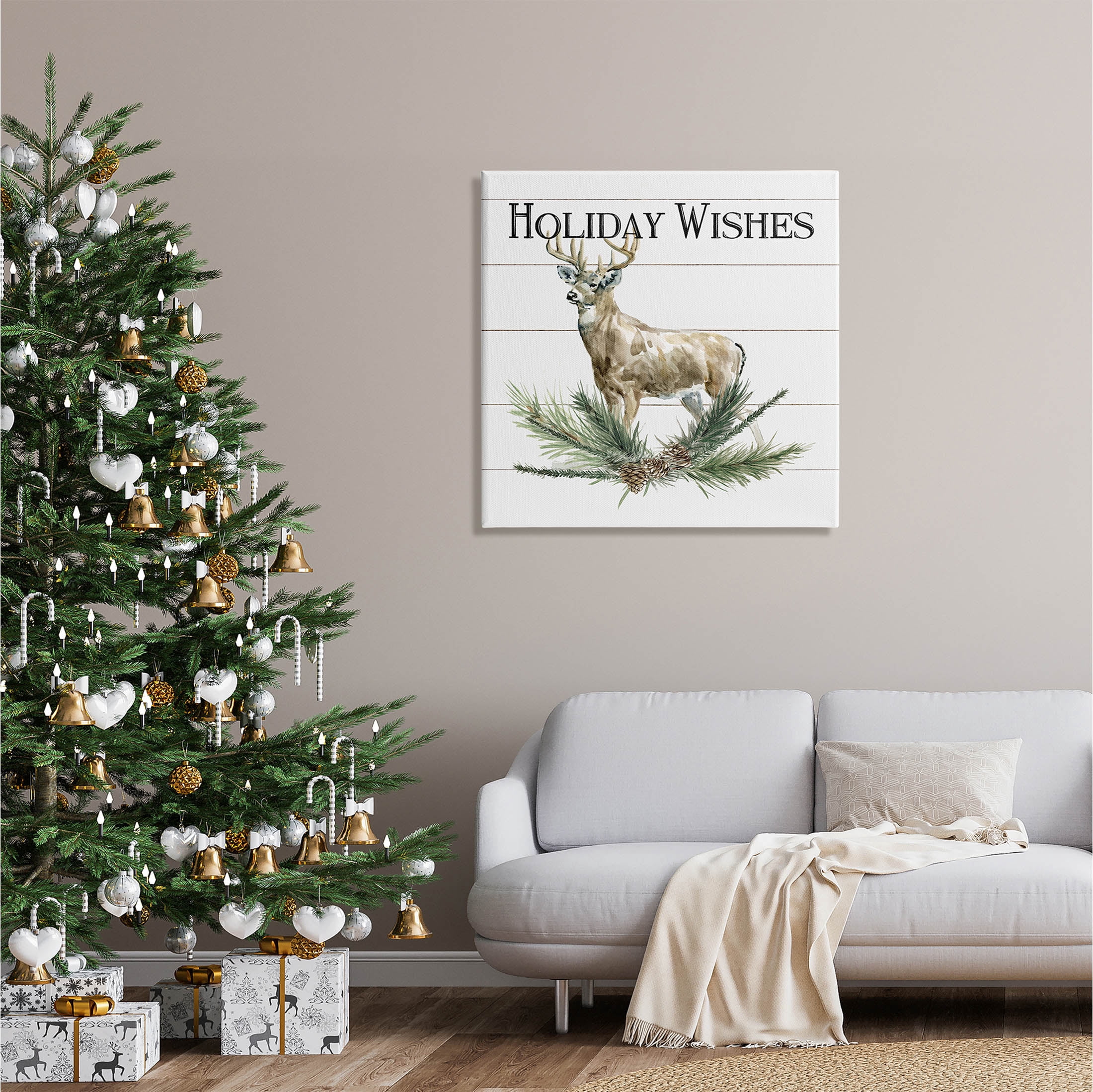 Stupell Industries Holiday Wishes Seasonal Deer Graphic Art Gallery Wrapped Canvas Print Wall Art, Design by Carol Robinson