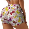 thumbnail image 2 of Fotbe Butterflies and Vintage Seamless Shorts, Womens Workout Shorts High Waist Stretch Booty Short for Gym/Yoga/Running/Biking-Small, 2 of 9