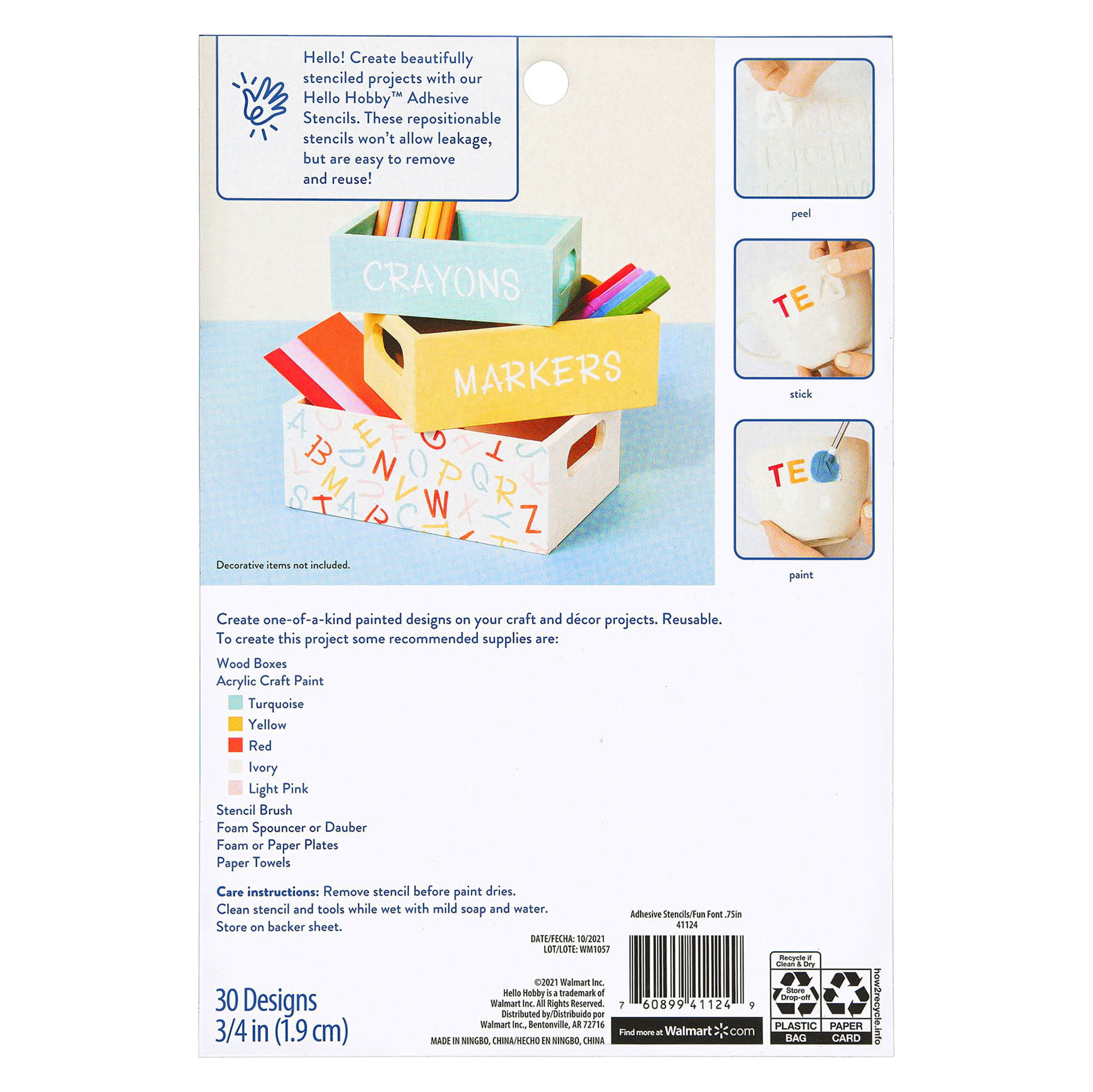 Hello Hobby Adhesive Stencils & Templates (30 Count)
