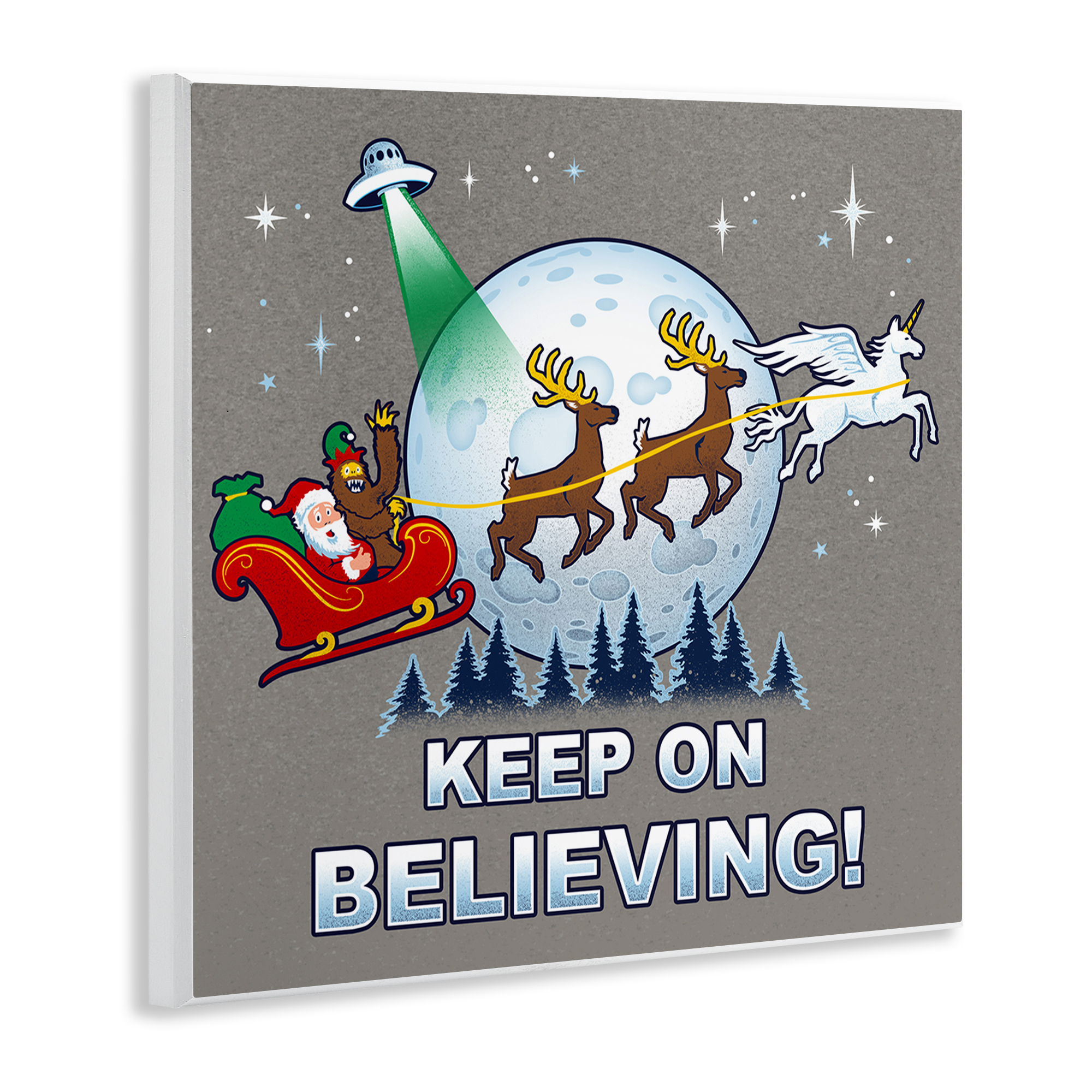 Stupell Industries Keep on Believing Holiday Holiday Painting Unframed Art Prints Wall Art, 12 x 12