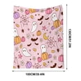 thumbnail image 2 of Cute Halloween Flannel Fleece Blanket – Pink Soft Throw with Ghosts, Pumpkins & Bats Print, Cozy Lightweight Bedding for Couch, Sofa & Autumn Decor, 2 of 7
