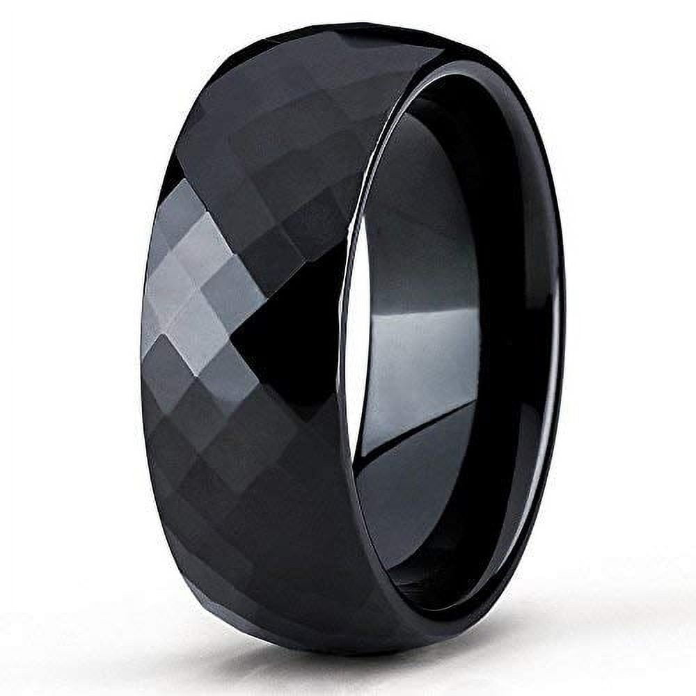 Silly Kings Jewelry Tungsten Wedding Band Black Tungsten Ring Diamond Cut Design Tungsten Carbide Ring 8mm (10)