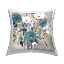 Stupell Industries Blue & White Florals Square Decorative Printed Throw Pillow, 18 x 18