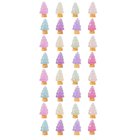 NIYANGLE 32Pcs Holiday Mini Figurines Mini Resin Christmas Tree for Children