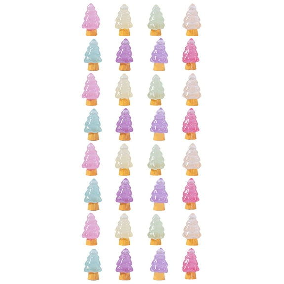 NIYANGLE 32Pcs Holiday Mini Figurines Mini Resin Christmas Tree for Children