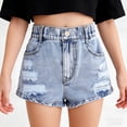 thumbnail image 2 of LIJCC Girls Washed Ripped Denim Shorts Button Front Zipper Summer Jeans Shorts Casual Fashionable Denim Shorts, 2 of 8