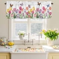 thumbnail image 4 of Valances for Windows Watercolor Pastoral Tulips Butterfly Rod Pocket Short Curtain for Bathroom Living Room Bedroom Spring Colorful Flower 1 Panel 54x18in, 4 of 9