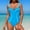 Blue, variant on Womens Swimsuits Modest One Piece Bathing Suits Plus Size Long Torso Tummy Control Microkini Cute Athletic Swimwear Black L