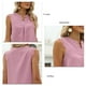 thumbnail image 5 of Camiseta sin mangas para mujer con cuello en V y encaje holgado, color sólido, camisa casual de gasa fresca para uso diario, 5 of 6