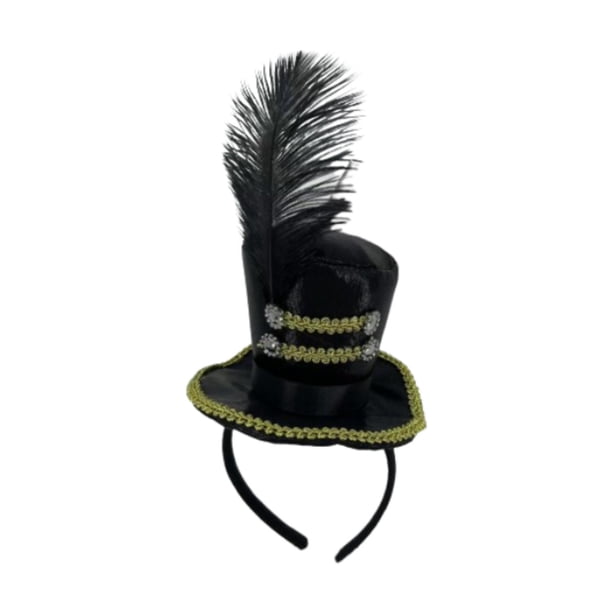 Mini sombrero de copa, diadema, accesorio novedoso para disfraz, sombrero de fiesta para niños y adultos Negro