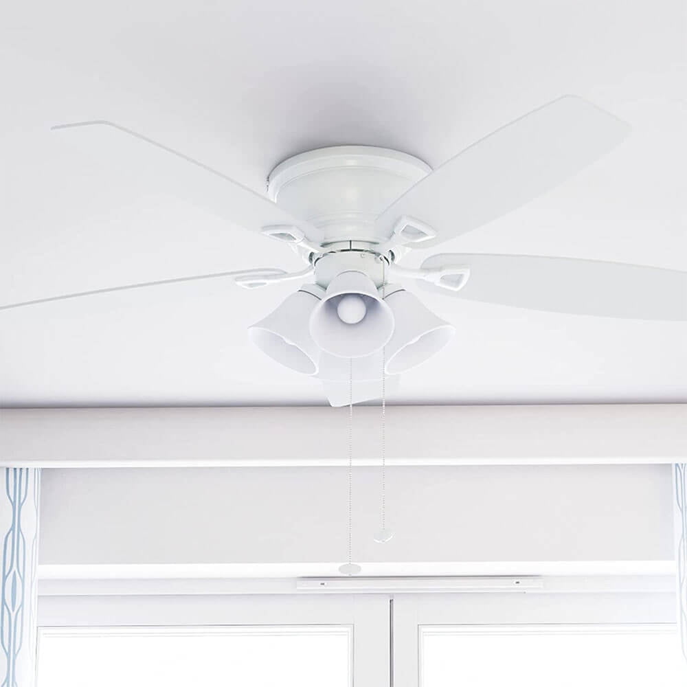 Honeywell Glen Alden 52" White Indoor Ceiling Fan with Light, 5 Blades, Pull Chains & Reverse Airflow
