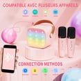 thumbnail image 5 of Máquina de karaoke inalámbrica para niños con 2 micrófonos, micrófono de karaoke infantil, mini micrófono rosa para niños y adultos, regalo de cumpleaños para niñas de 4 a 12 años, juguete para niñas, 5 of 5
