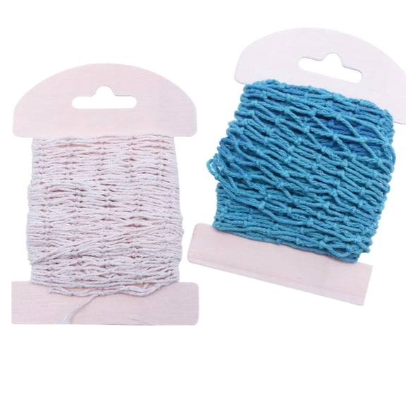 AOOOWER 2 Pack Cotton Farmhouses Fishing Net Coastal Party Backdrops Wall Hanging Decors