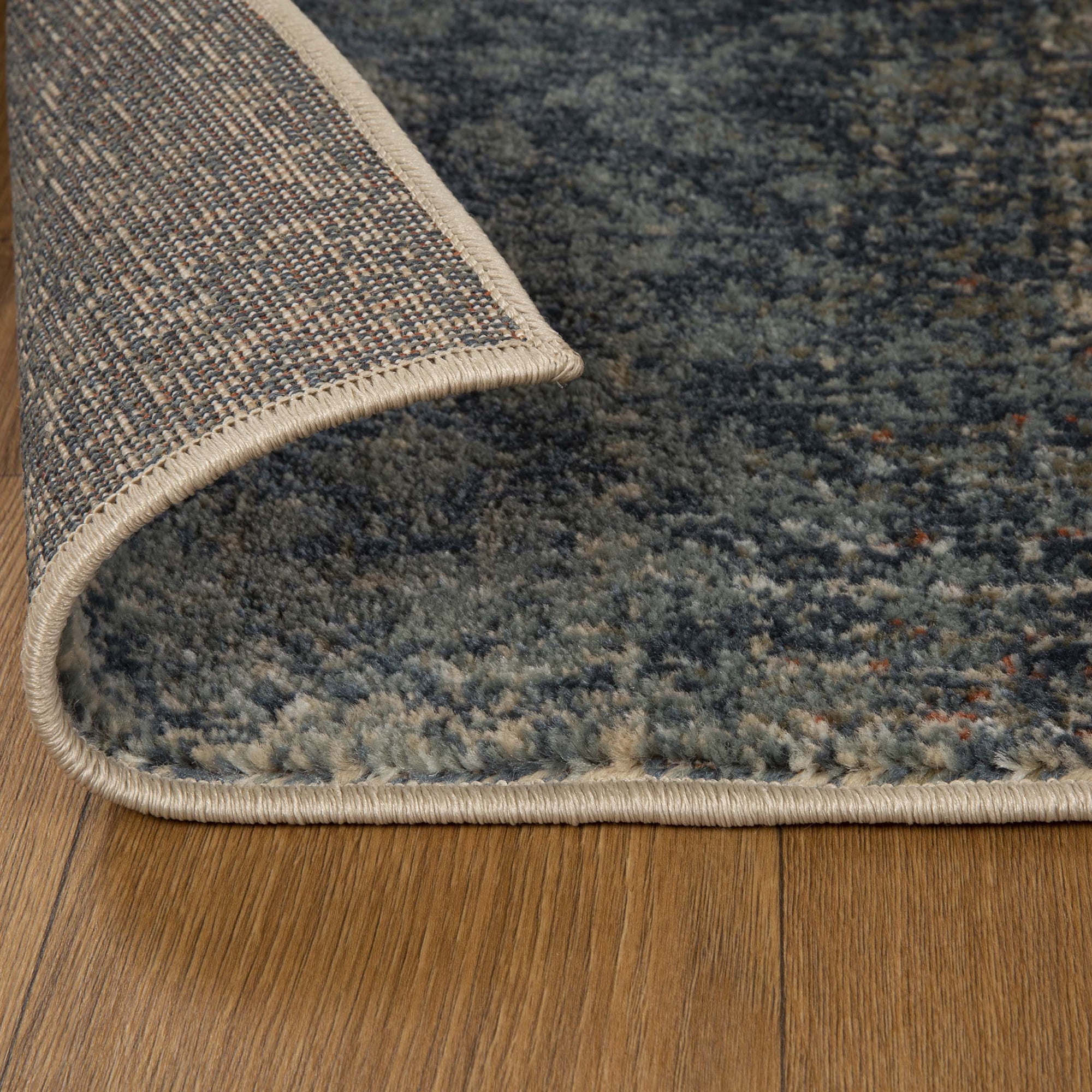 Superior Bristol 2' 7" x 8' Indoor Runner Rug, Rugs for Living Room Bedroom, Midnight Navy-Salmon