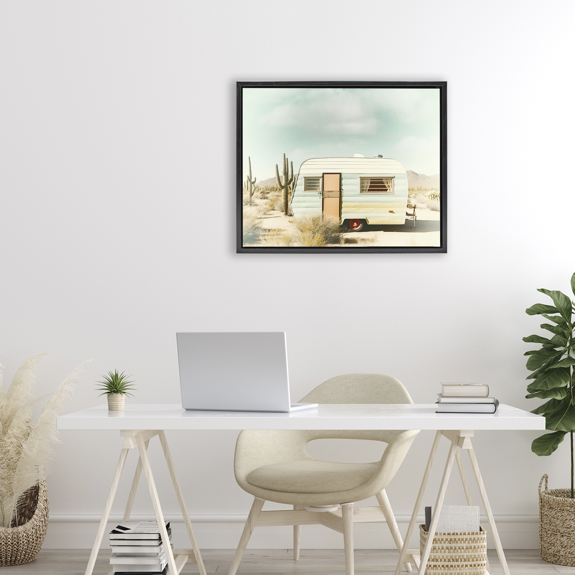Desert Trip Vintage Black Framed Floater Canvas Wall Art, design by Decent Exposures