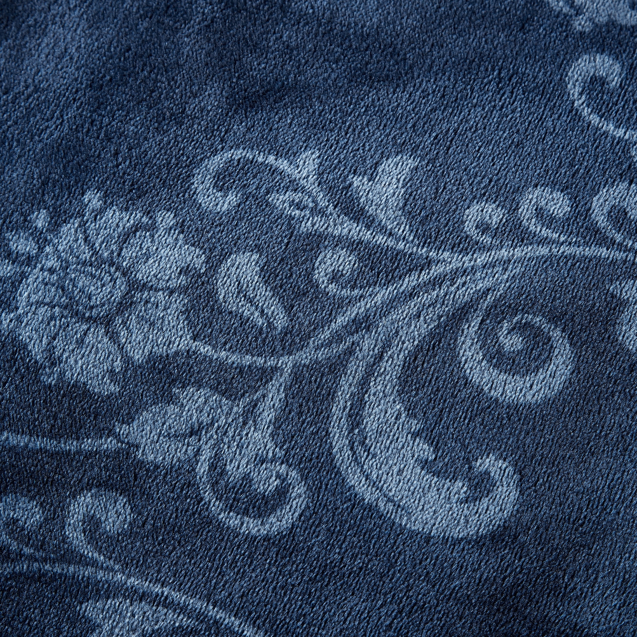 SoftLux Printed Luxury Velvet Plush Fleece Blanket, Full/Queen, 90" x90", Blue Floral Scroll