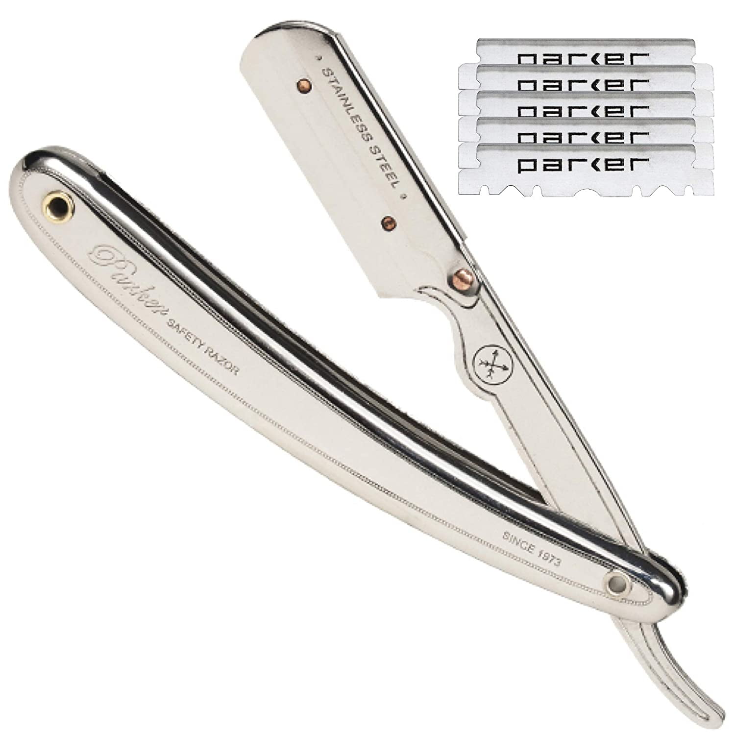 Parker Men’s SR1 Stainless Steel Straight Edge Razor with 5 Parker