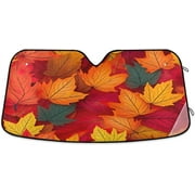 Bestwell Autumn Maple Leaf Car Windshield Sun Shade Foldable Sun Shield Shade for Blocks UV Rays Protector-Keeps Your Vehicle Cool for Most Sedans SUV Truck,55"x27.6"