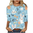 thumbnail image 2 of Weiqiqre Hauts pour Femmes Col Rond Chemise Habillée Imprimé de Pâques Blouse Décontractée Mode Tunique Basique Tendance, 2 of 5