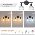 thumbnail image 3 of Bathroom Light Fixtures, 2-Light Black Vanity Wall Light Over Mirror with Clear Tulip Glass Shade for Bedroom Living Room (Bulb Not Included), 3 of 6