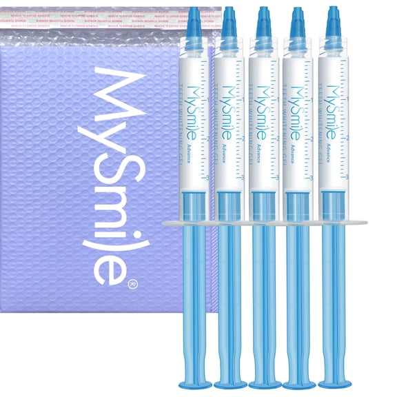 MySmile 5Pc x 3ml Peroxide Teeth Whitening Gel Refill Tooth Whitener Non Sensitive, Economy Packaging