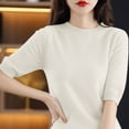 thumbnail image 4 of FAIWAD Women's Short Sleeve Pullover Sweater Round Neck Shirt Puff Sleeves Lightweight Summer Tops, 4 of 4
