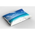 thumbnail image 2 of Ambesonne Ocean Pillow Sham 2 Pack, Barbados Coastline Summer, 30"x20", Blue Aqua Coconut, 2 of 3