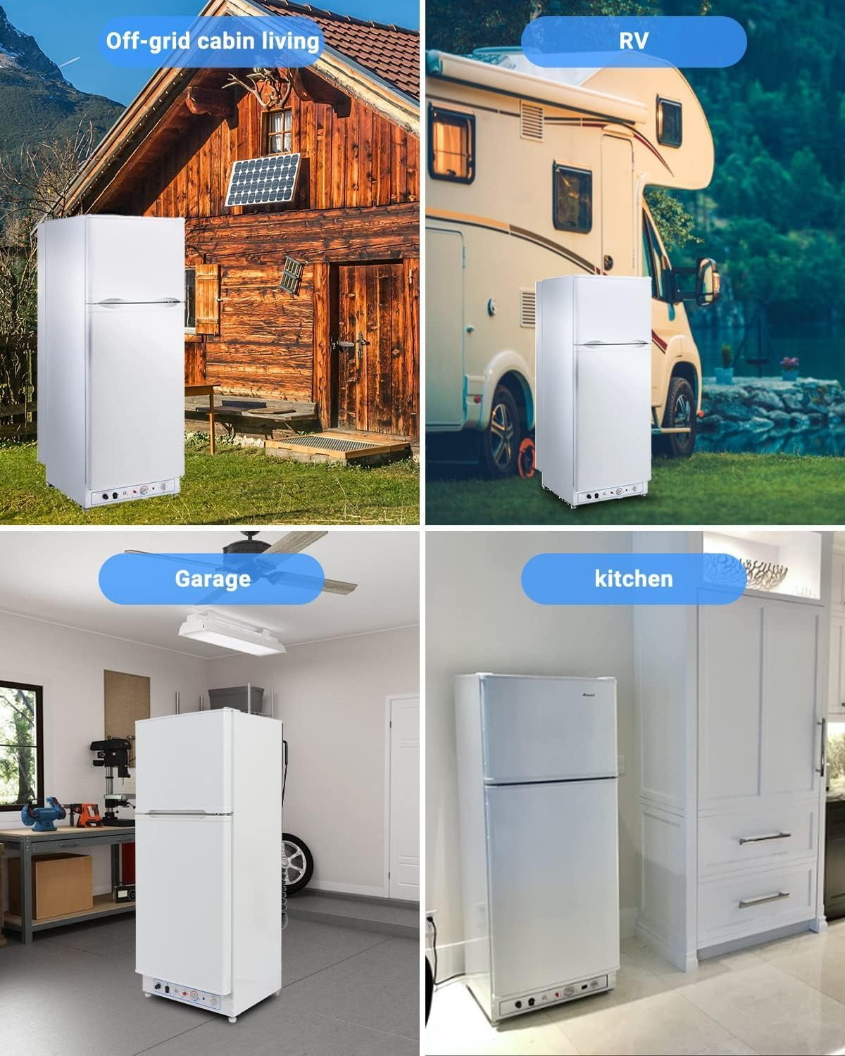Smad 6.1 Cu.Ft Propane Refrigerator Offgrid 2 Way RV with Freezer for Cabin Boat 110V Gas Fridge White