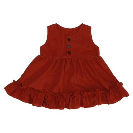 

Girls Dress Summer Solid Cotton Dress Children s Sleeveless Ruffle Hem Dress Suitable For 1 To 3 Years Old Dresses For Girls