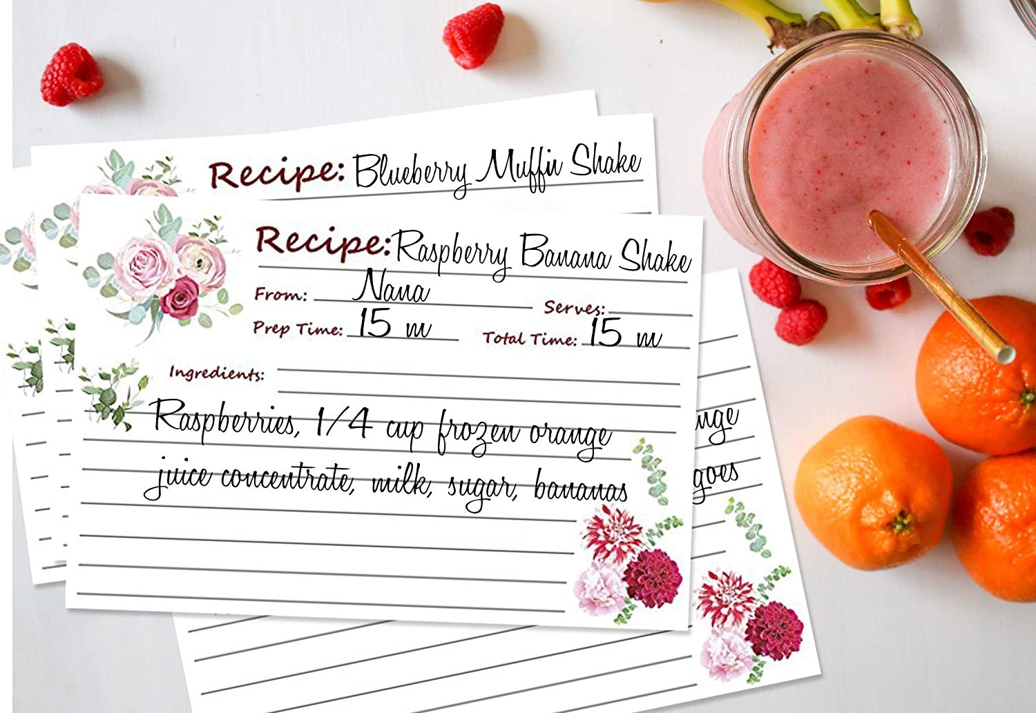 Recipe Cards, Elegant Floral - Great For Wedding, Bridal Shower, and Special Occasion, Or for Your own Kitchen - 4” X 6” Inches, 80 lb. Cover Stock | 50 Sheets Per Pack - image 4 of 10