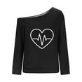 thumbnail image 4 of Vrorvz Women Off the Shoulder Sweatshirt Heart Printed Long Sleeve Blouse Trendy Casual Pullover Tops, 4 of 4