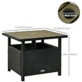 thumbnail image 3 of Outsunny Rattan Wicker Table Dining Side Table With Umbrella Hole Black, 3 of 9