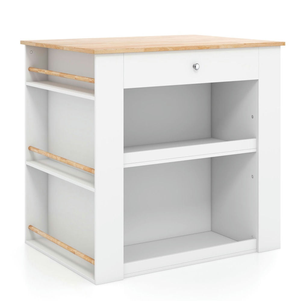Finihen Rolling Storage Cabinet Cart, Kitchen Island Cart, Modern Kitchen Island with Rubber Wood Countertop and Storage, for Kitchen, Dining Room, White Finihen Rolling Storage Cabinet Cart, Kitchen Island Cart, Modern Kitchen Island with Rubber Wood Countertop and Storage, for Kitchen, Dining Room, White