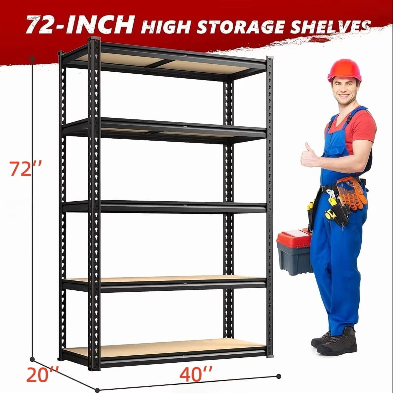 Heavy Duty Garage Shelving Unit, 5-Tier Adjustable Shelves Metal Storage Rack, Utility Shelves Metal Shelf Storage Shelf for Garage