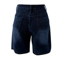 thumbnail image 4 of SONXAHE Women's High Waist Denim Shorts Raw Hem Street Daily Knee Length Jorts, 4 of 5