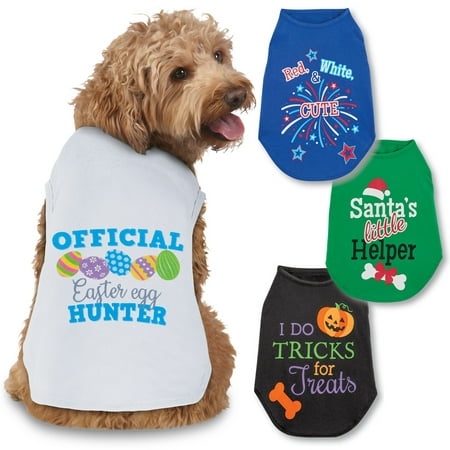 Seasonal Cheer Dog Tee Shirts Set of 4 - Halloween, Christmas, Easter, 4th of July