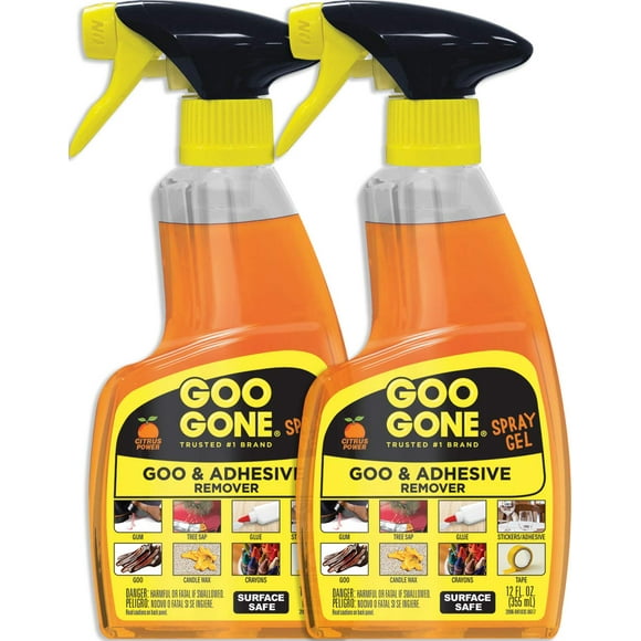 Goo Gone GGHS12 Goo Détachant Gel de Pulvérisation 12 oz, Supprime le Chewing-Gum, Graisse, Goudron, Autocollants, Étiquettes, Résidus de Ruban Adhésif, Huile, Sang, Rouge à Lèvres, Mascara, Cirage à Chaussures, Craie de Cire, Etc. (2-Pack)