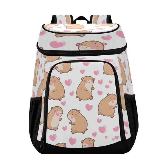 36 Can Capacity Insulated Backpack Cooler Lunch Bag for Picnics, Camping Capybaras and Heart