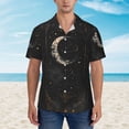 thumbnail image 2 of Balery Abstract Starry Sky Moon Camisas hawaianas de manga corta para hombre, camisas playeras de corte holgado, camisas de vacaciones con botones,3X-Large, 2 of 7