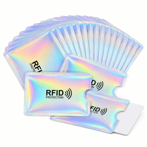 QXWPBV RFID Blocking Credit Card Sleeves, 20-Pack, Silver