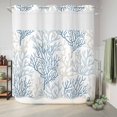 thumbnail image 6 of No Hook Shower Curtain, Blue Grey Coral Coastal Shower Curtains for Bathroom with See Through Top Window, Summer Beach Seaside Nautical Waterproof & Washable Bath Curtain 66"x72", 6 of 9