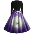 thumbnail image 4 of Halloween Print Flare Dress For Women Long Sleeve Dress Hollow Party Casual Dresses, 4 of 4